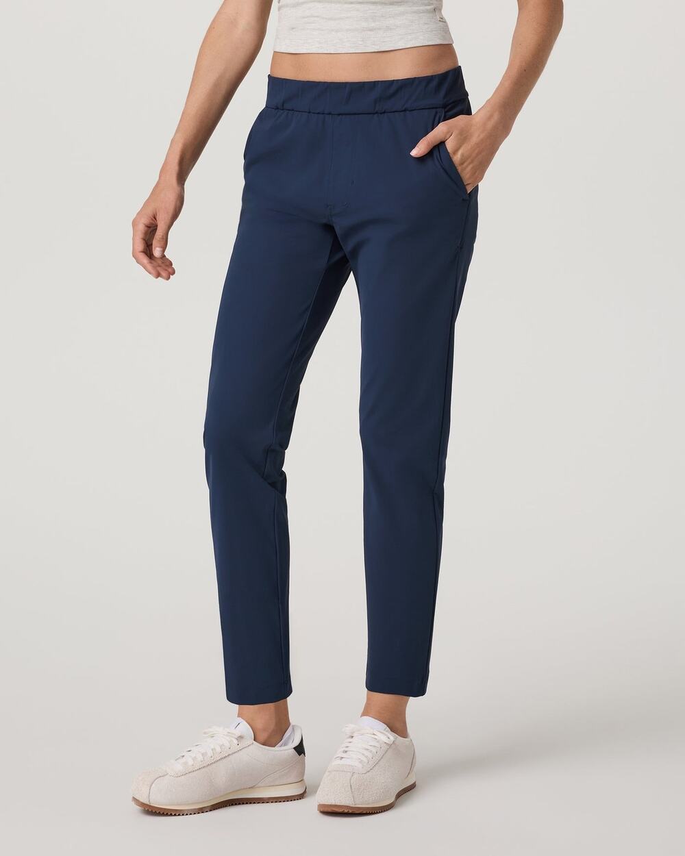 Vuori Miles Ankle Pant Small Navy Blue Coast Travel Performance Zipper Pocket